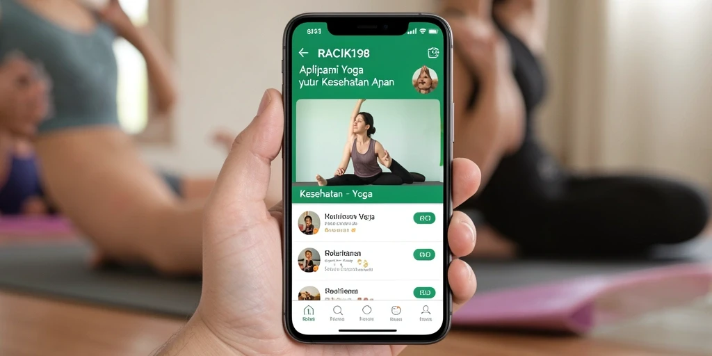 Antarmuka aplikasi RACIK198 dengan fitur yoga intuitif.