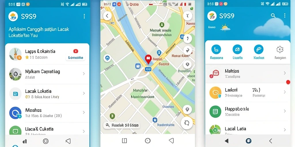 Antarmuka pengguna S9S9 menampilkan peta dan lokasi yang akurat.